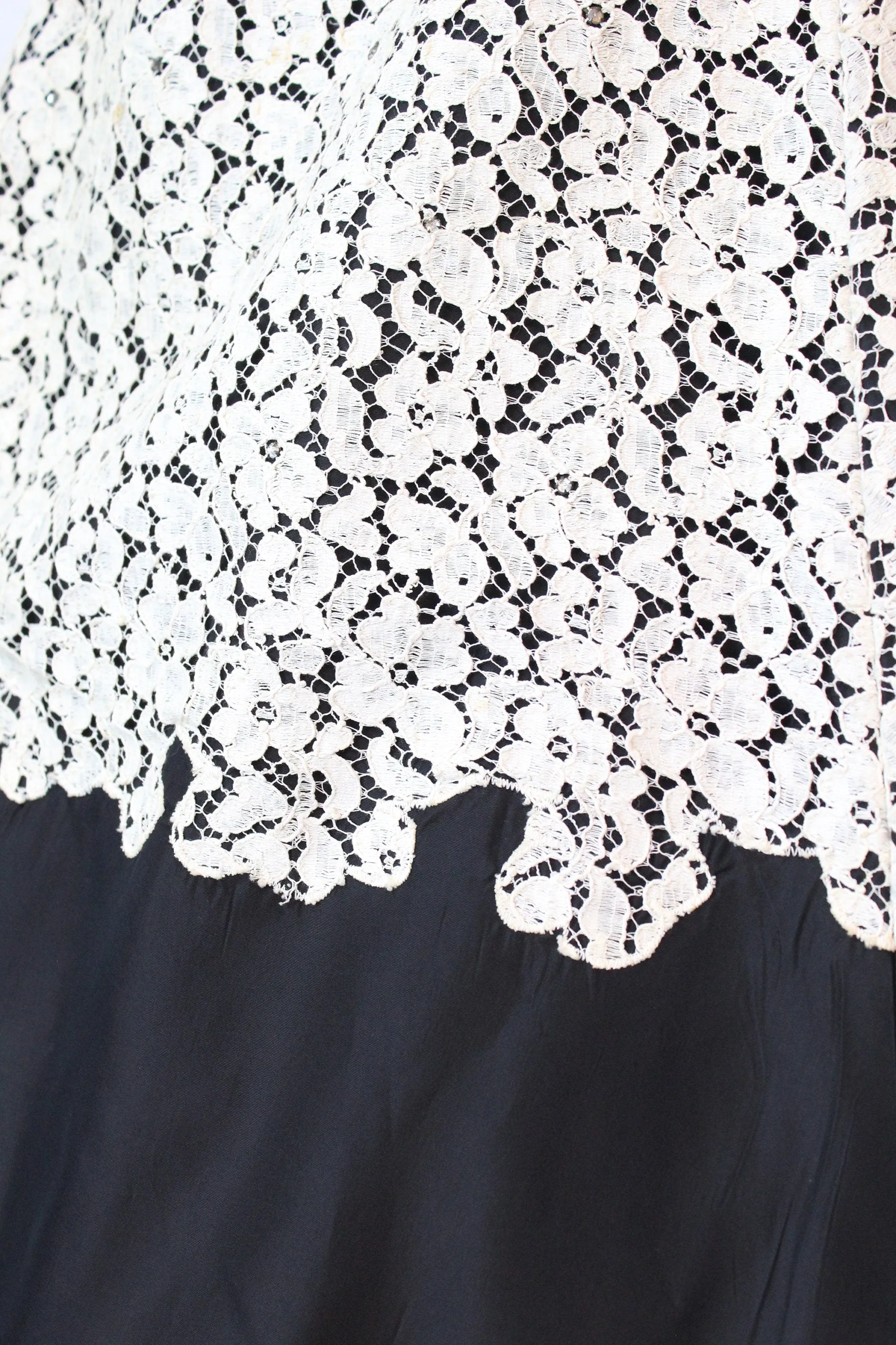 1950s LACE APPLIQUE rhinestone cutout dress medium | new fall winter