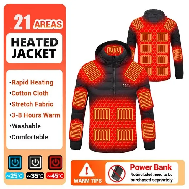 21 Areas Heating Jackets USB Heating Jacket Men Women's Winter jackets Warm Ski Outdoor Heating Jackets