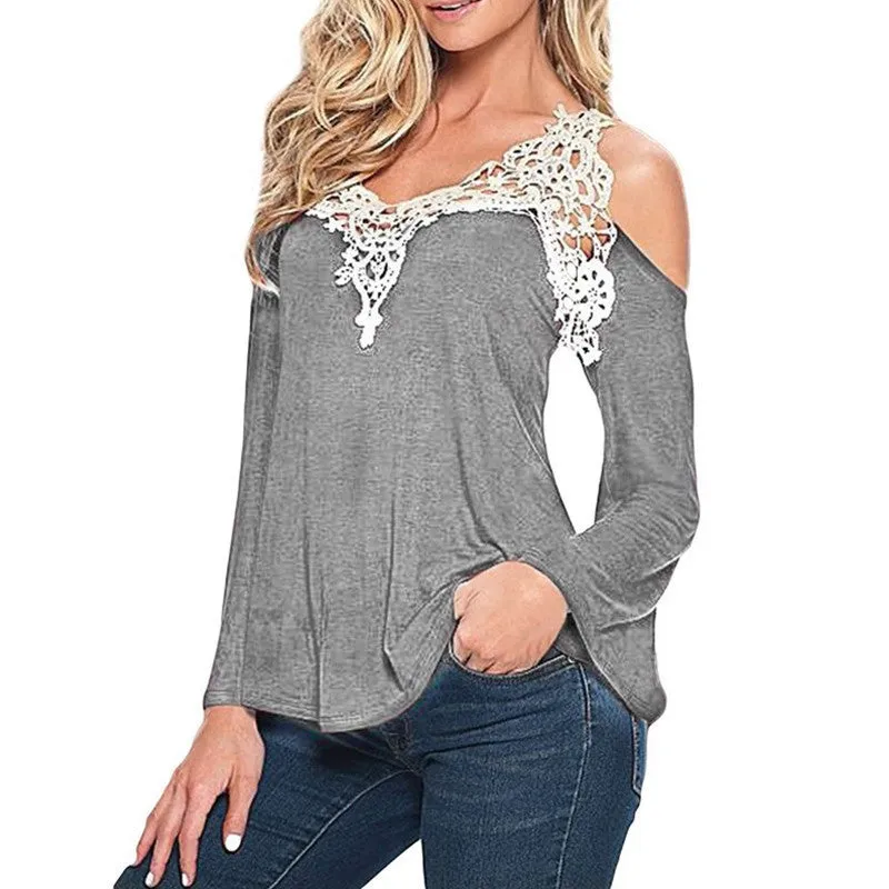 5XL Plus Size Clothing Lace Blouse Flare Sleeve Knitted Shirts Women Blouses Off Shoulder