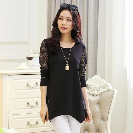 5XL women tops vintage ladies lace top long sleeve shirt women blouses big plus size women clothes