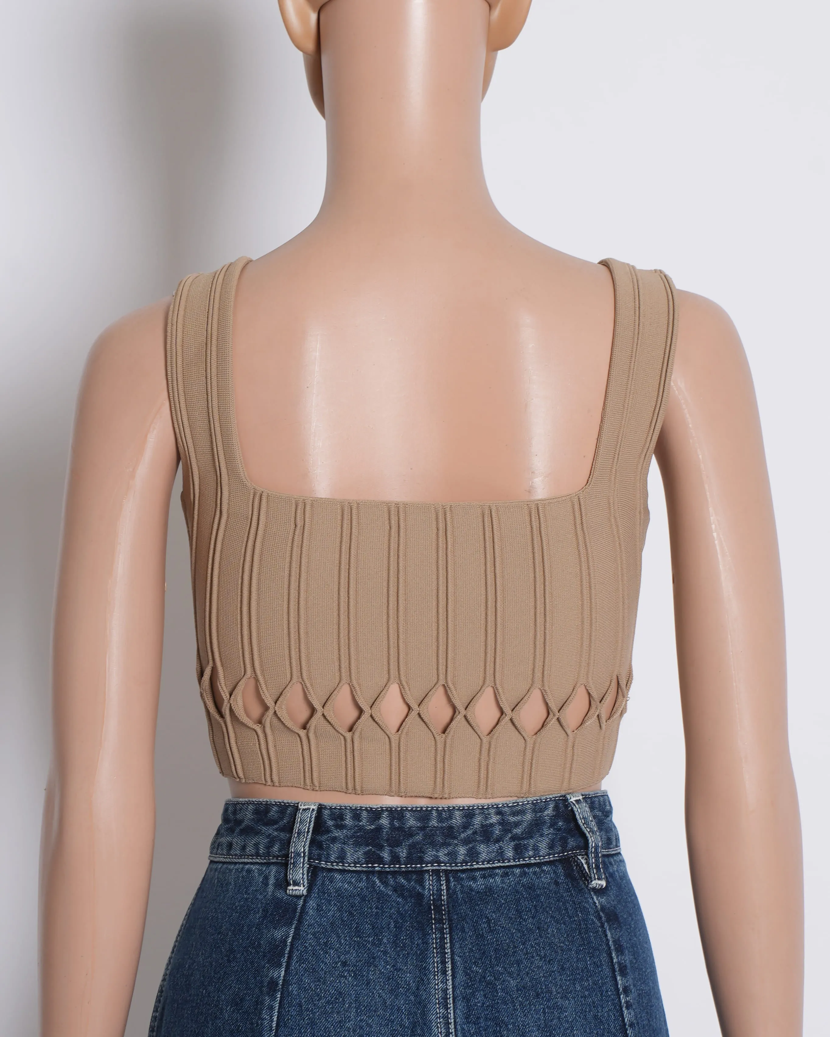 Aje Cut Out Crop Top In Beige