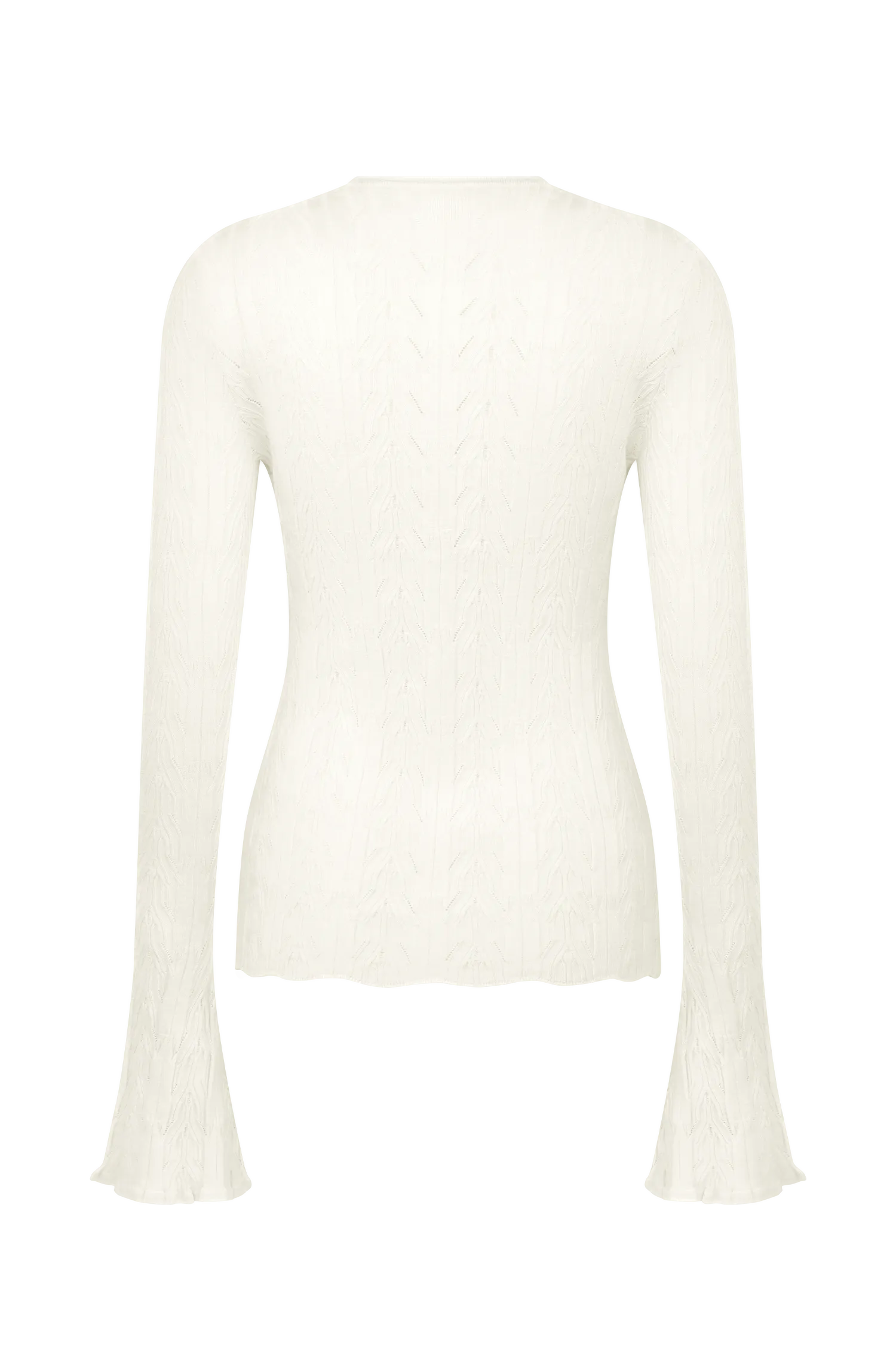 Amy Pointelle Bell Sleeve Cardigan - Ivory