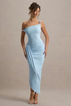 Angelique | Powder Blue Twisted Asymmetric Maxi Dress