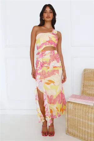 Another Lover One Shoulder Mesh Maxi Dress Yellow