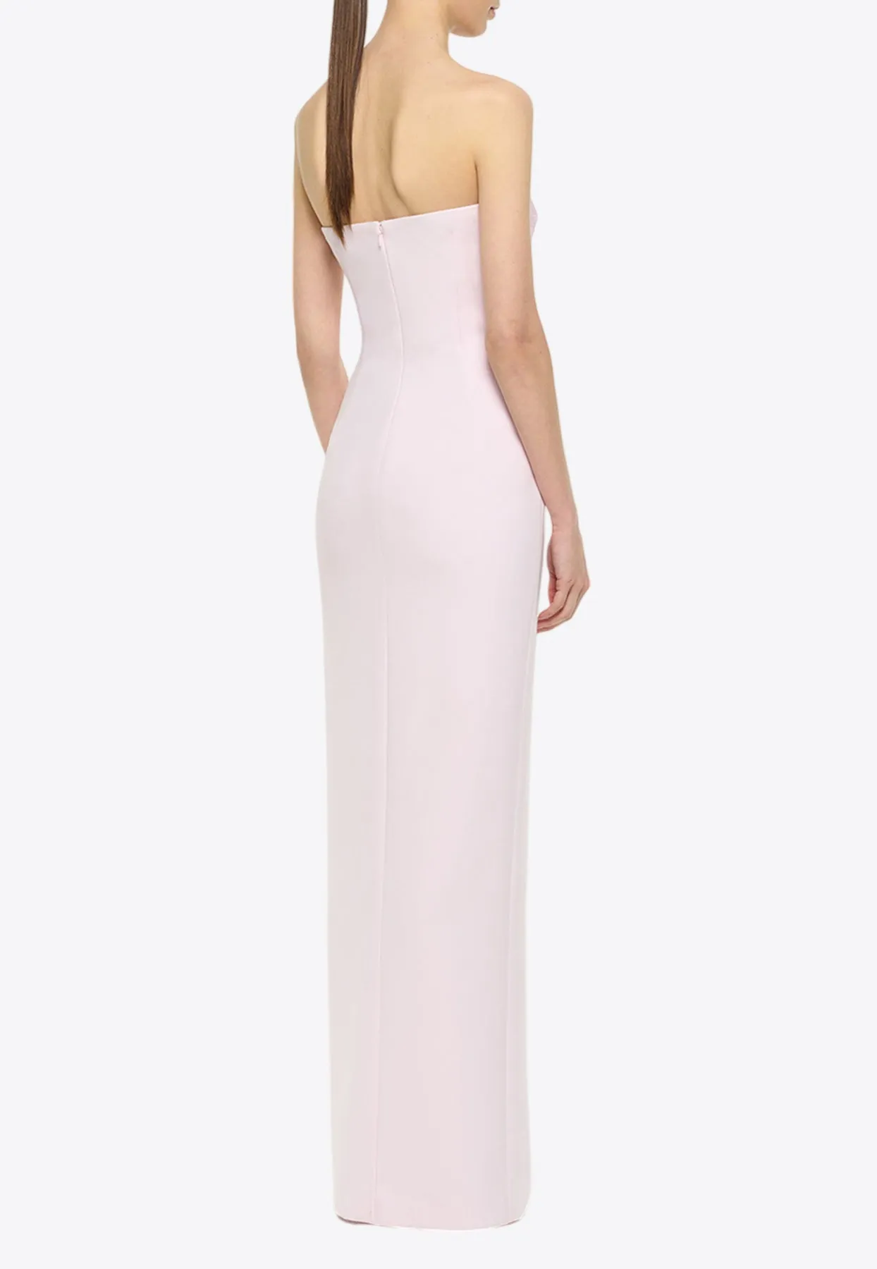 Asymmetric Diamante Panel Strapless Gown