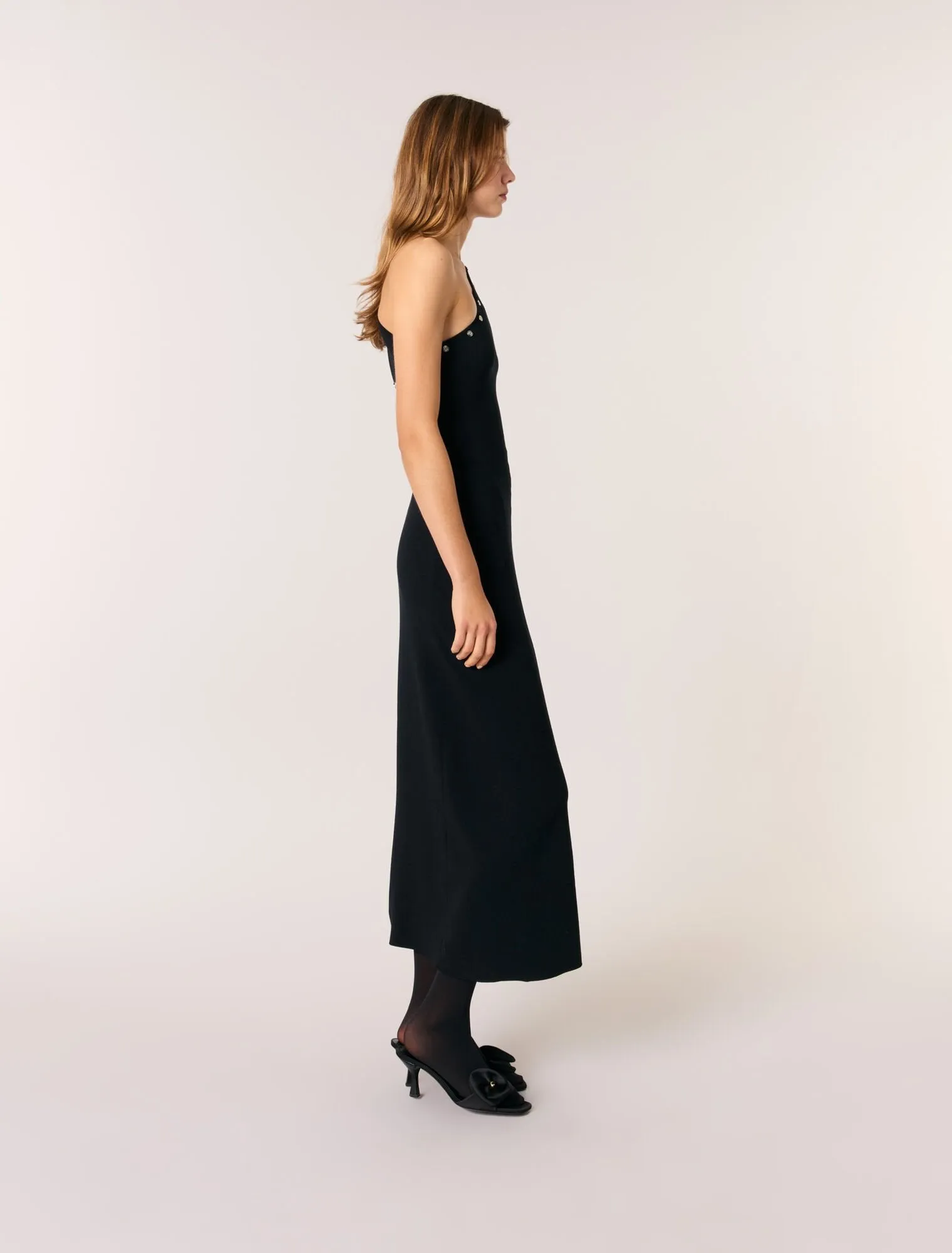 Asymmetric knit maxi dress