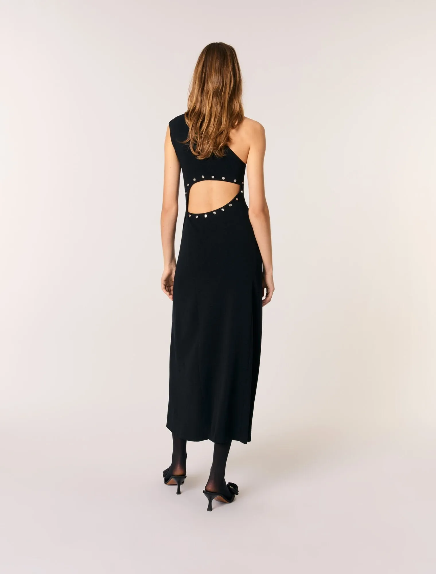 Asymmetric knit maxi dress