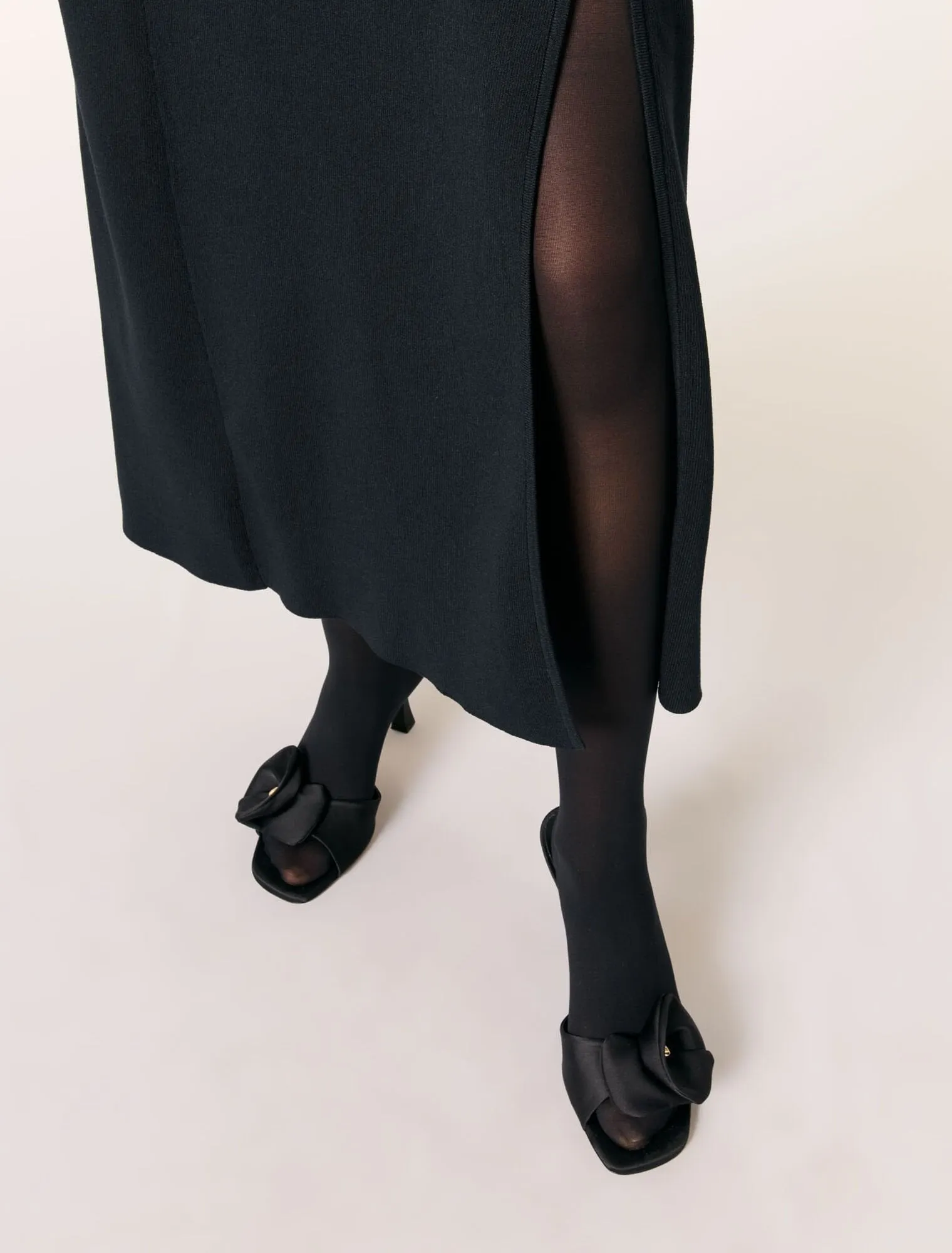 Asymmetric knit maxi dress