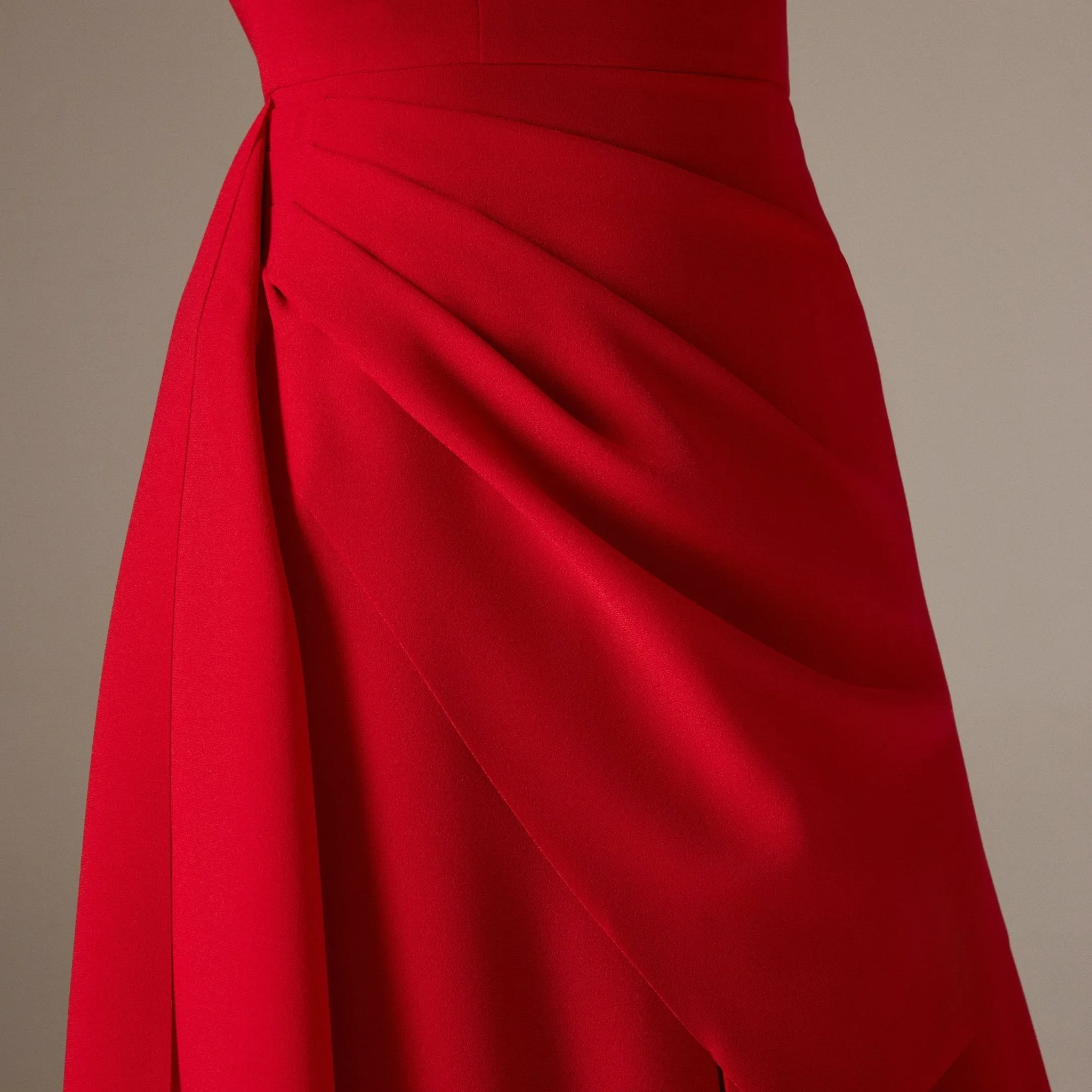 Asymmetric Neck Angel Sleeve Midi Dress