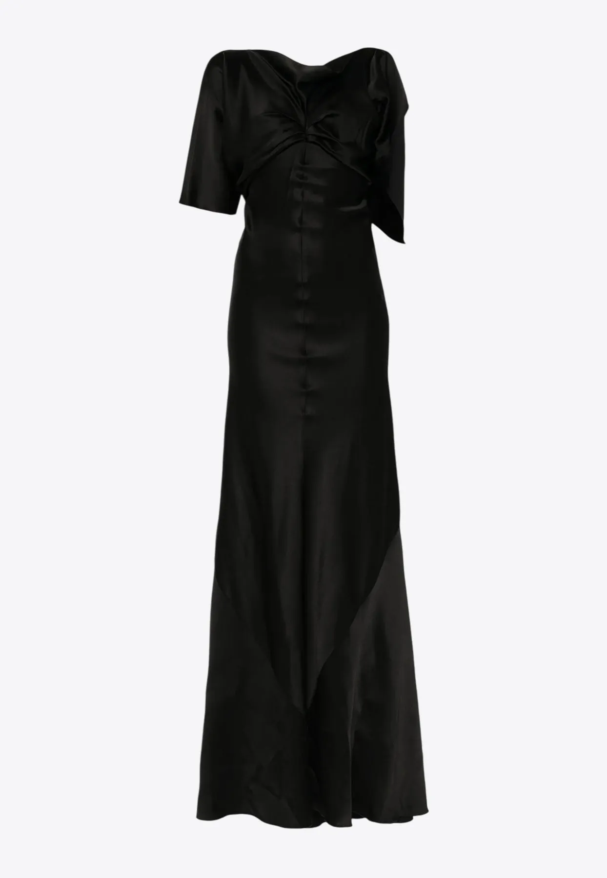 Asymmetric Satin Maxi Dress