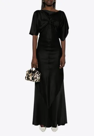 Asymmetric Satin Maxi Dress