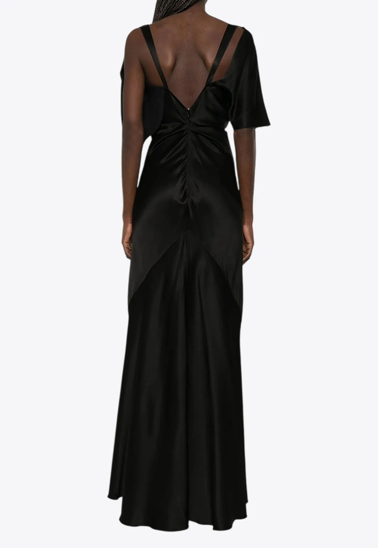 Asymmetric Satin Maxi Dress