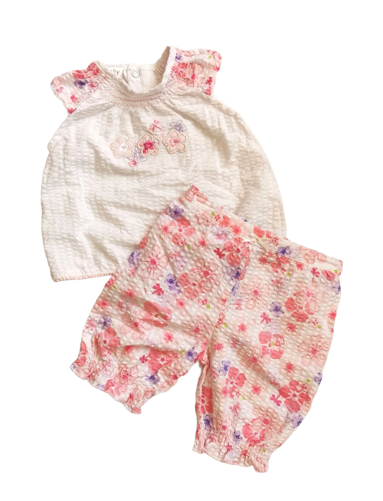 BABY GIRL SIZE 6/9 MONTHS - BABY BELL, Matching 2 Piece Floral Outfit EUC B36