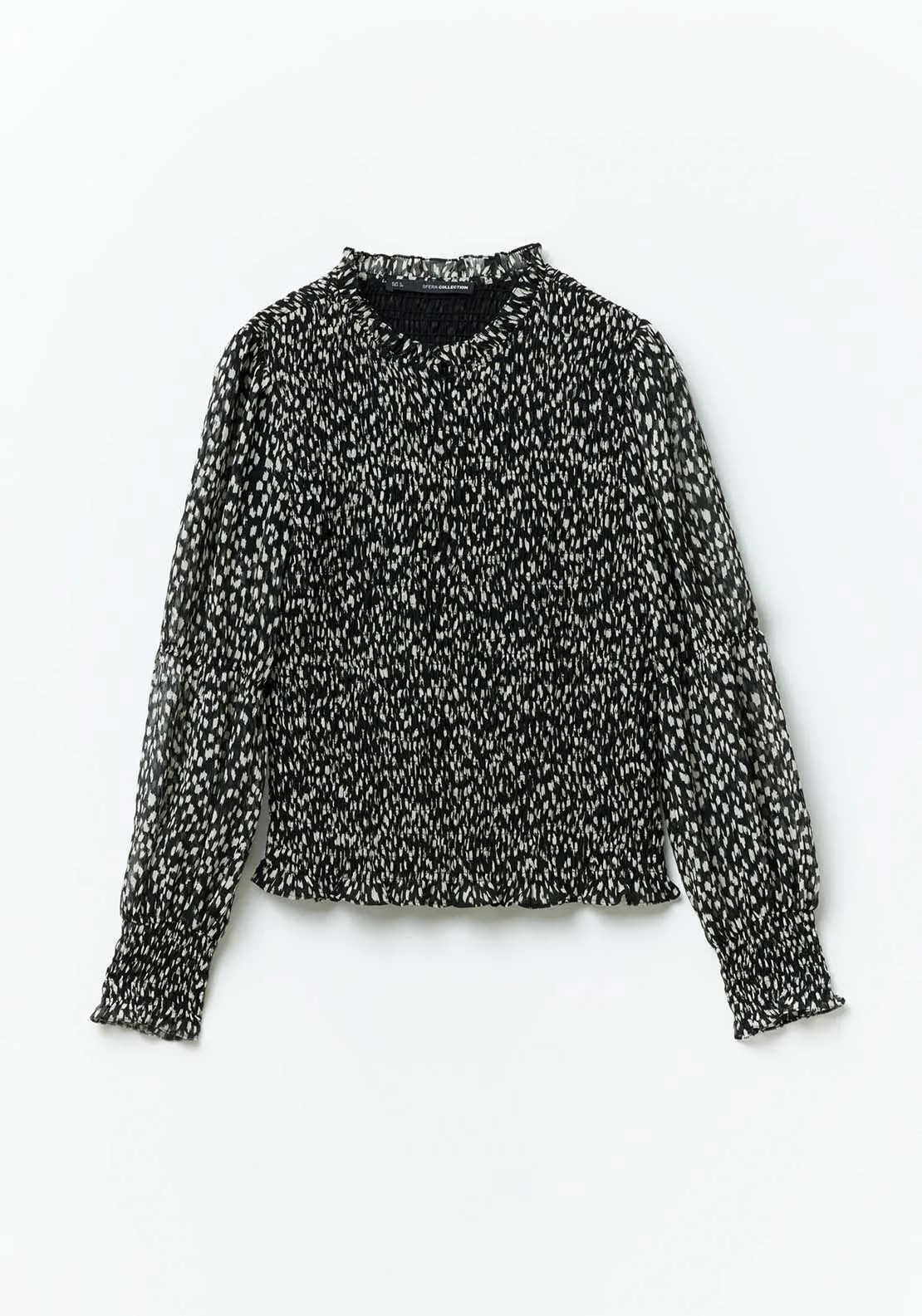 Back zip printed top - Black