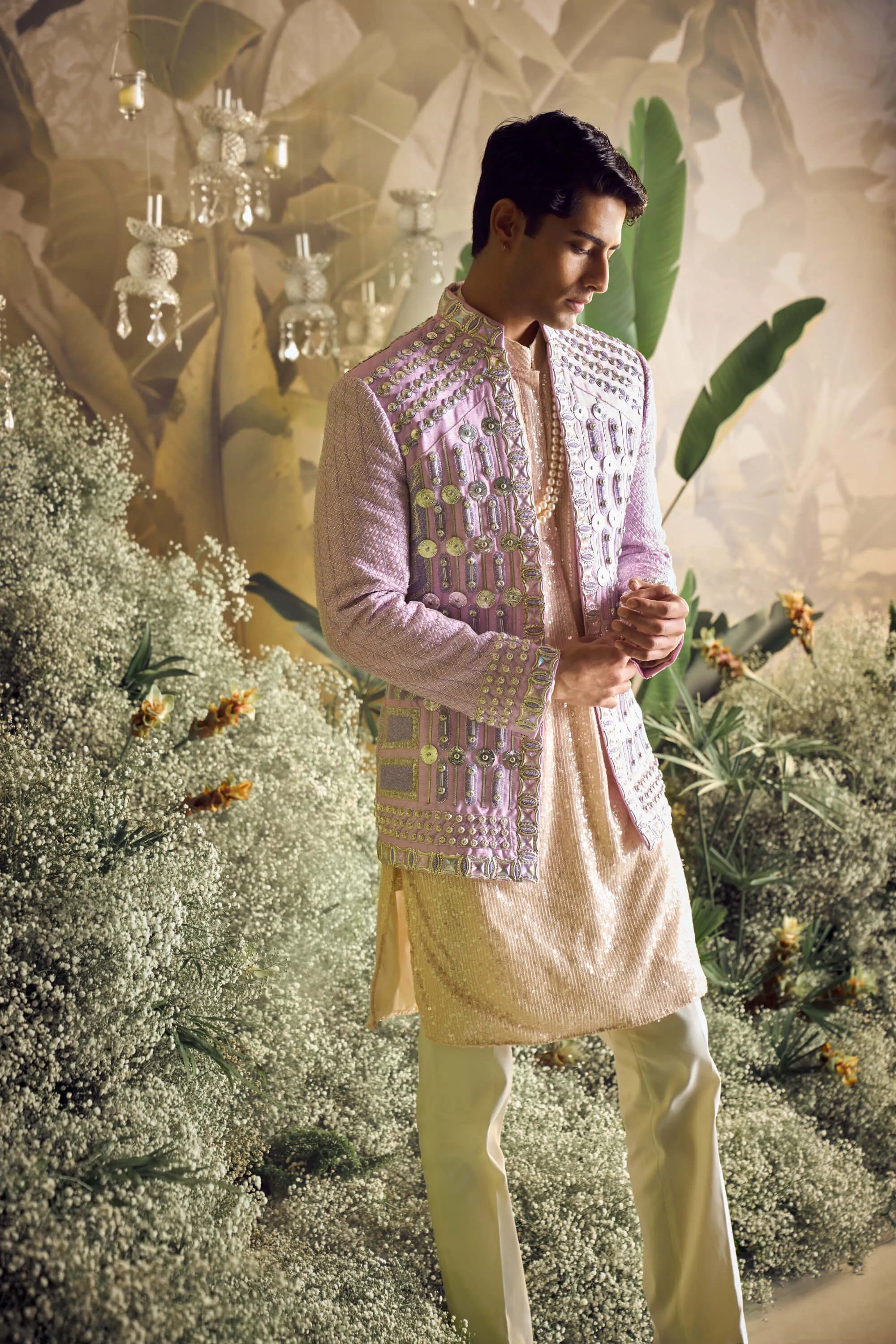 Beau lilac jacket and kurta set