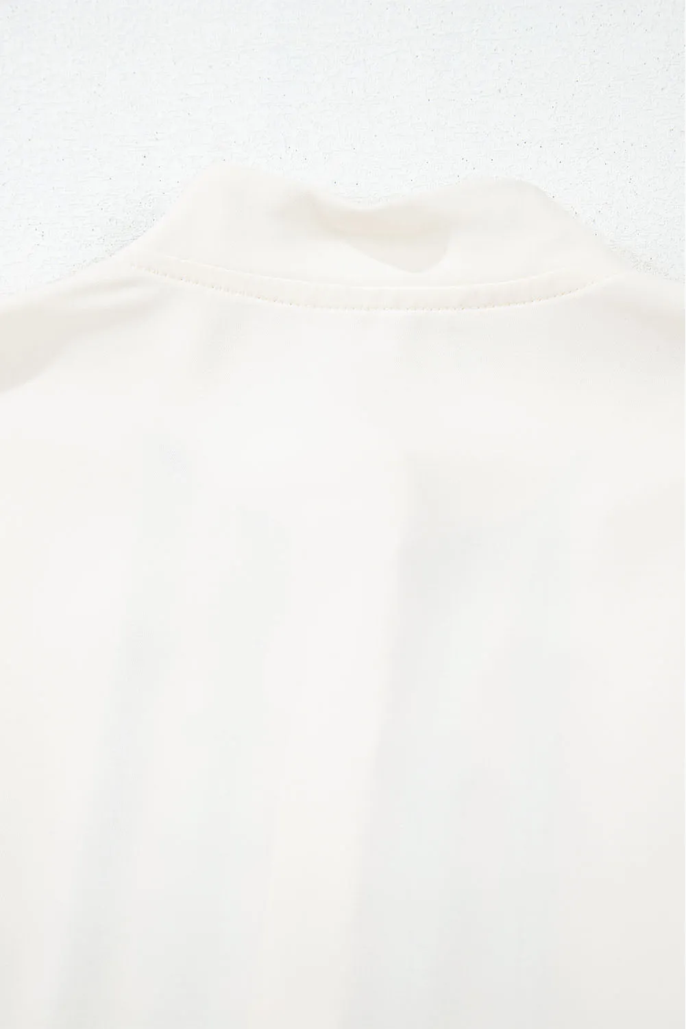 Beige Cute Flower Stand Neck Buttoned Shirt