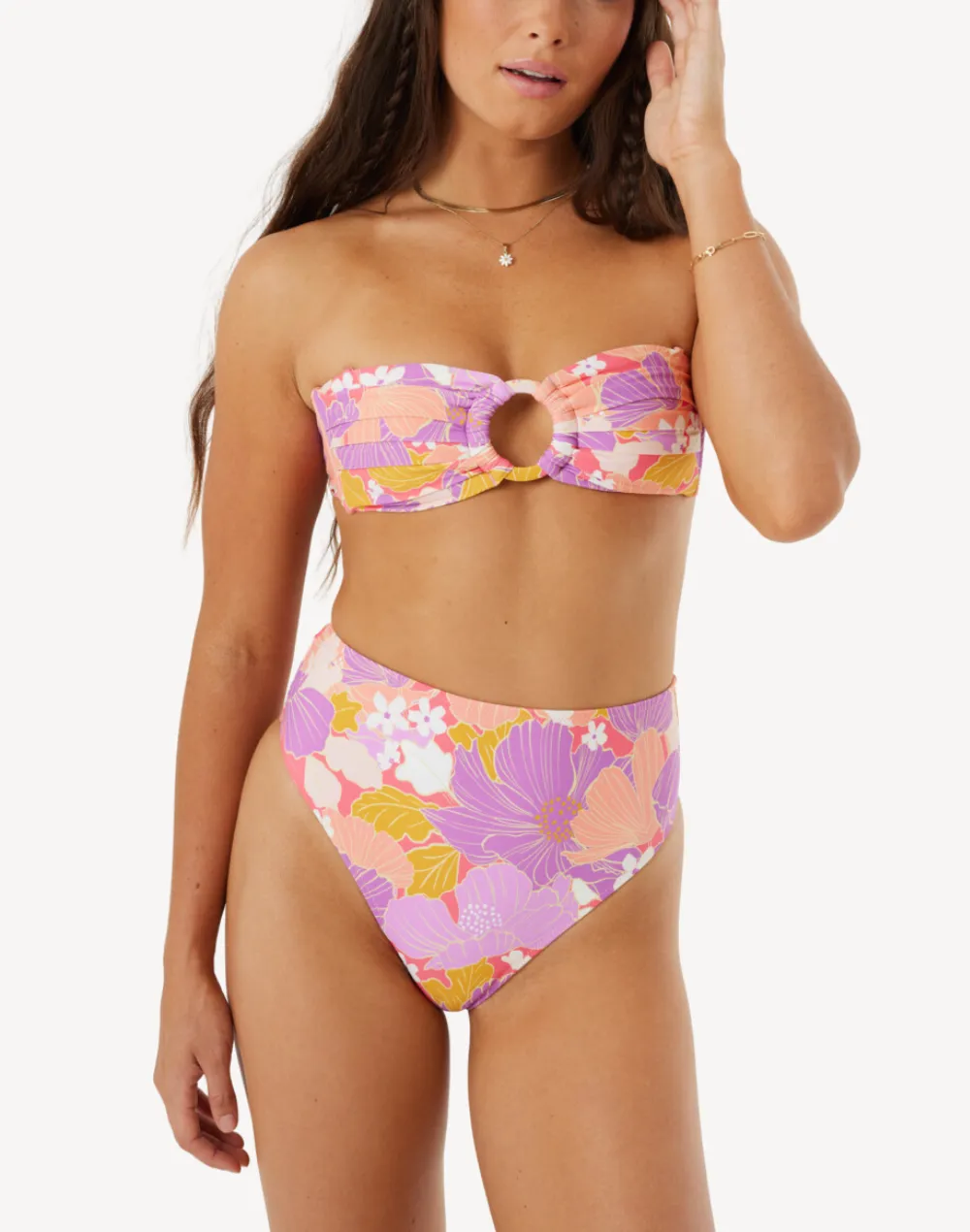 Bell Bottom Blooms Ring Bandeau Bikini Top