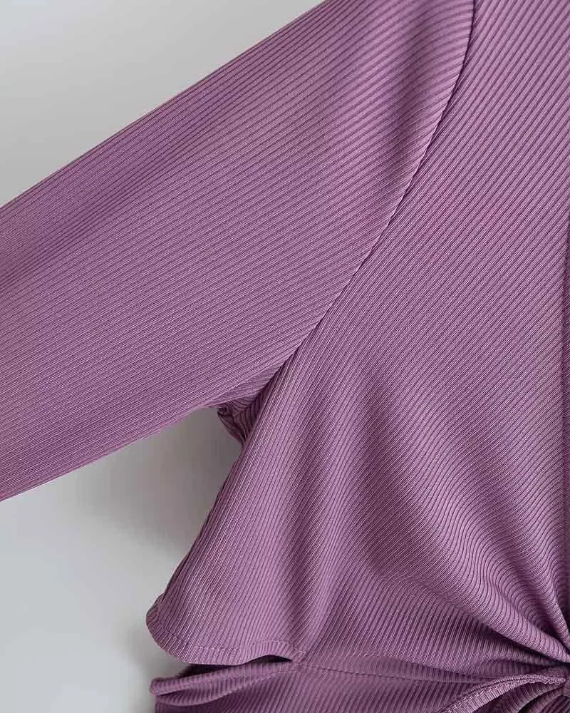 Bell Sleeve Hollow Slim Fit T-Shirt