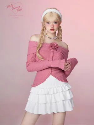 Bell Sleeve Shrink Pleated One-Shoulder Top【s0000006349】