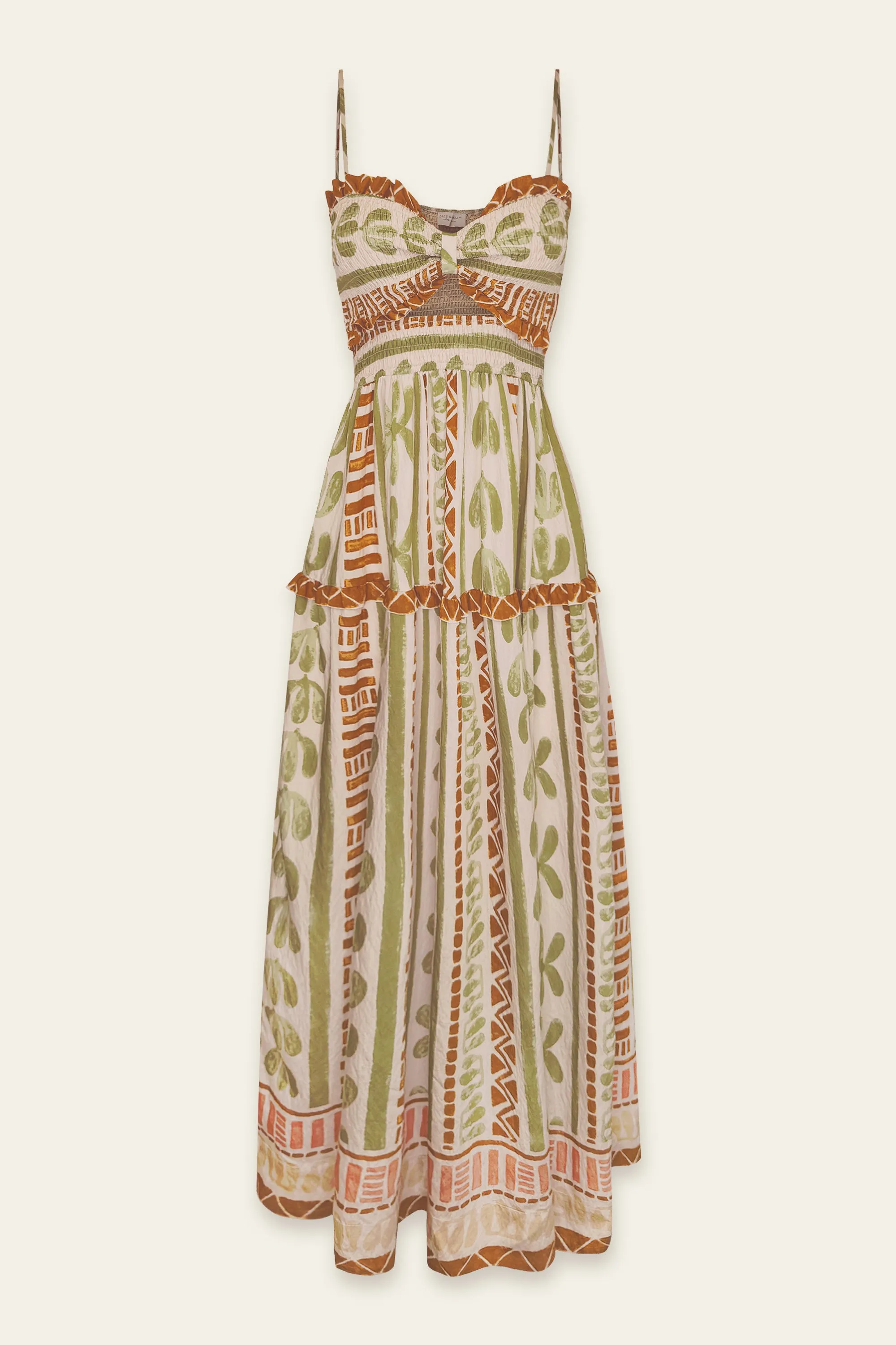 Benito Cutout Smocked Slit Maxi Dress