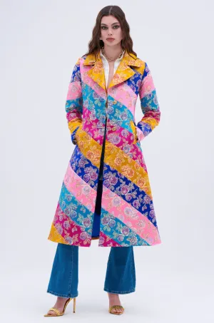 BIASED PATCHWORK BROCADE TRENCH