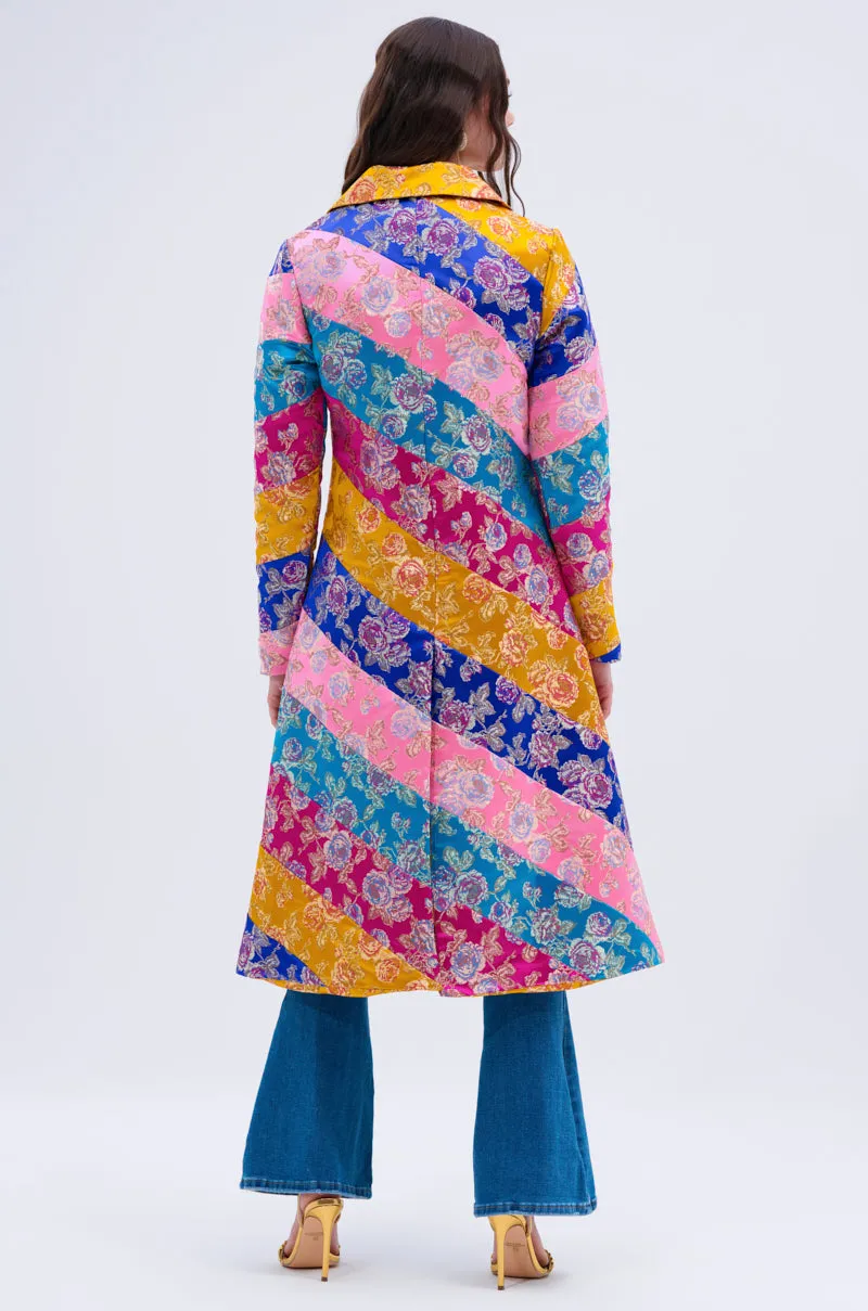 BIASED PATCHWORK BROCADE TRENCH
