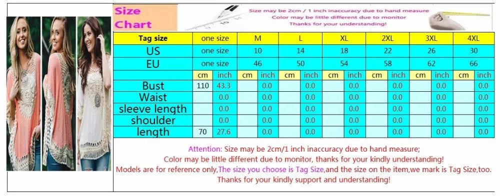 Big size bohemian handmade crochet lace women blouses shirts beach cover up patchwork loose batwing sleeve pareos ladies blouse