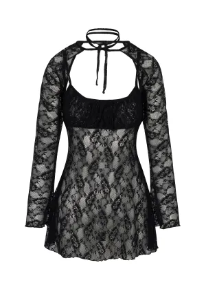 Bisou Bell-Sleeved Bolero | Black Lace