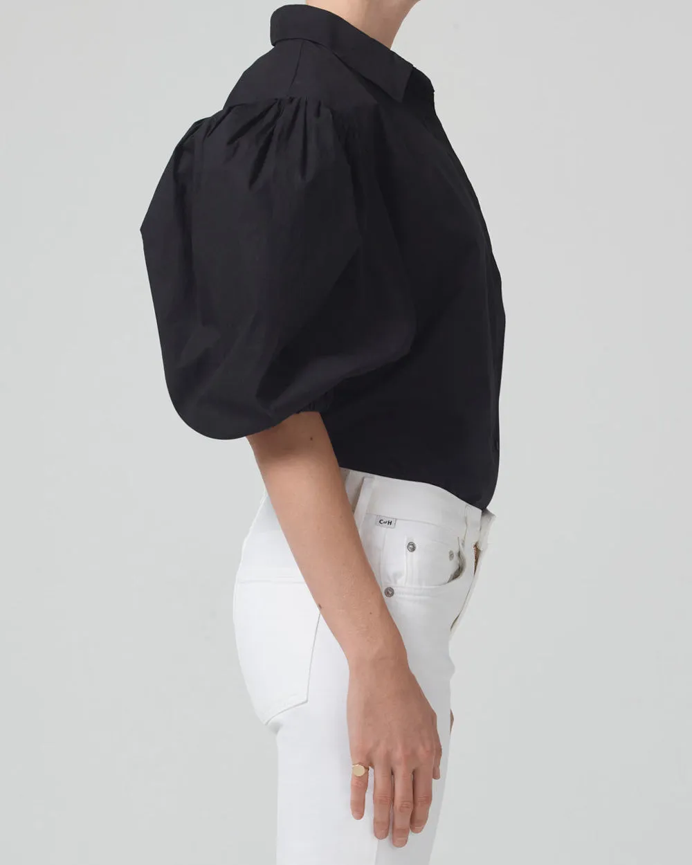 Black Anya Puff Sleeve Shirt