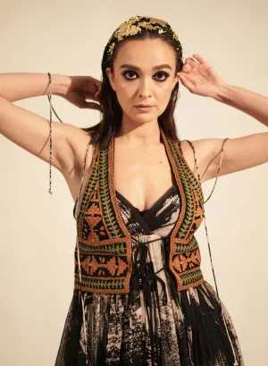Black embellished gille