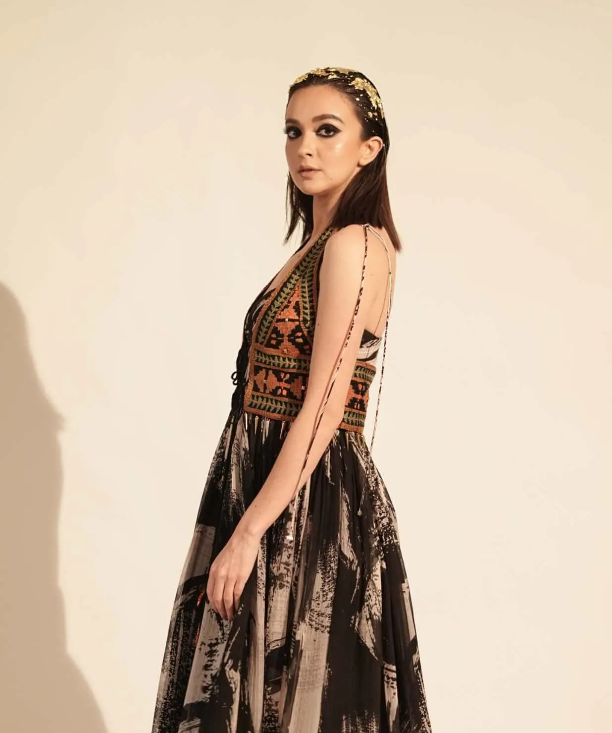 Black embellished gille