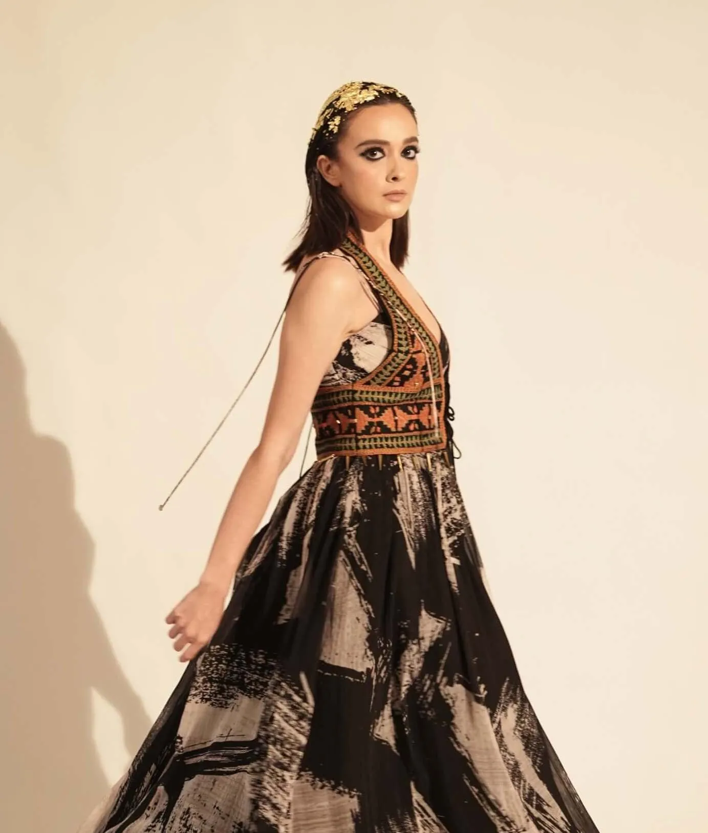 Black embellished gille