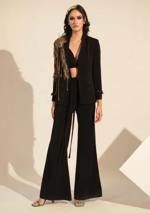 Black metallic pantsuit set