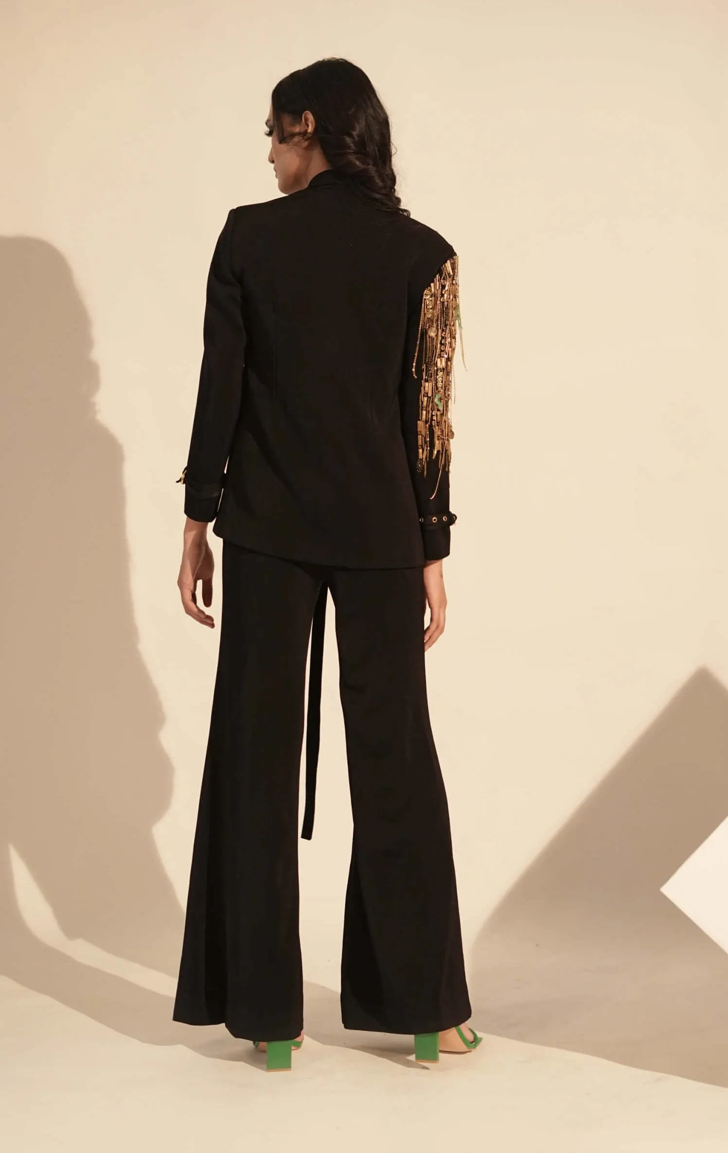 Black metallic pantsuit set
