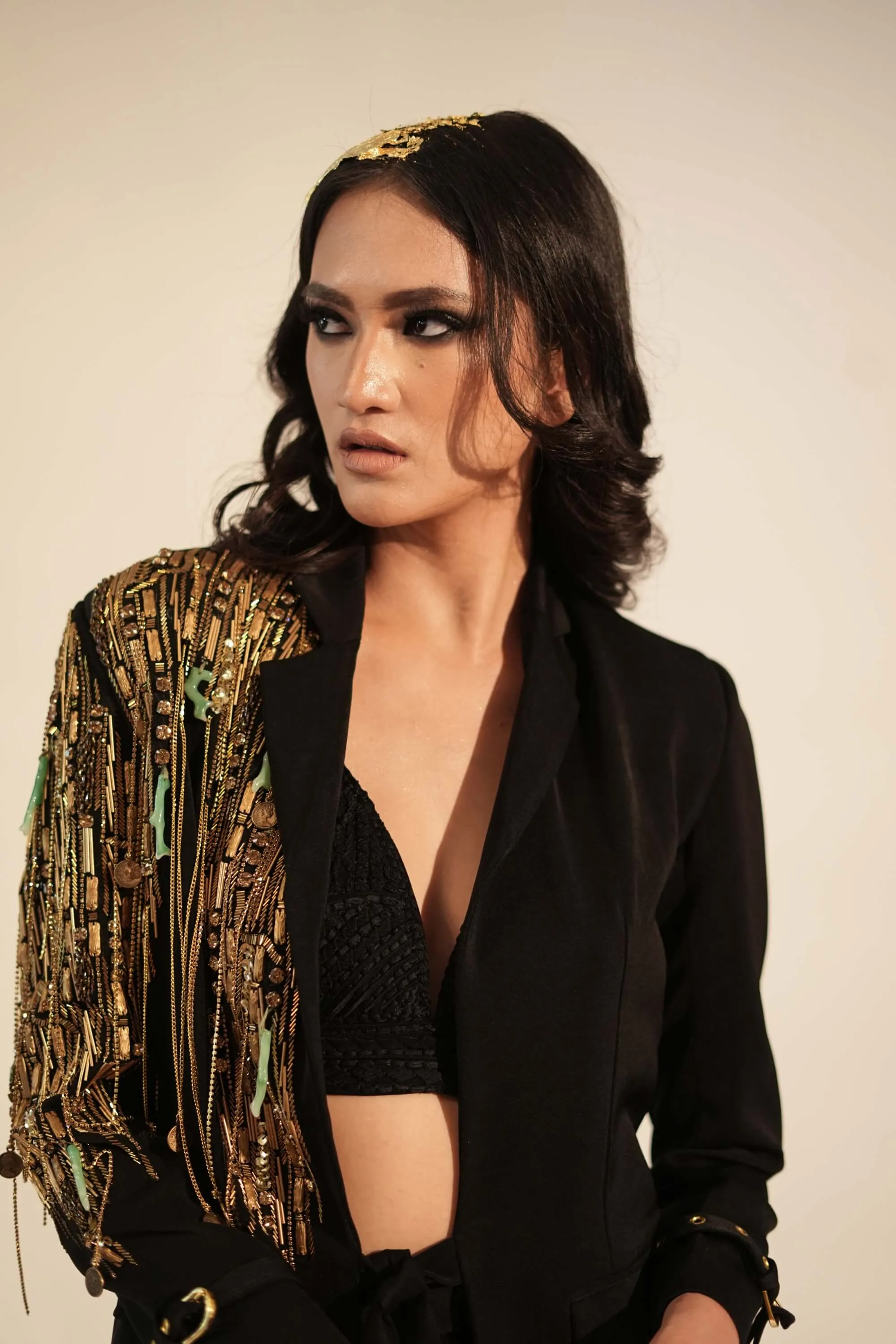 Black metallic pantsuit set