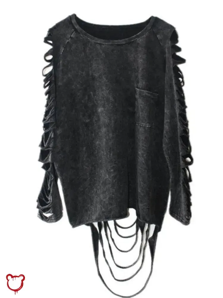 Black Ripped Oversized Alternative Top'
