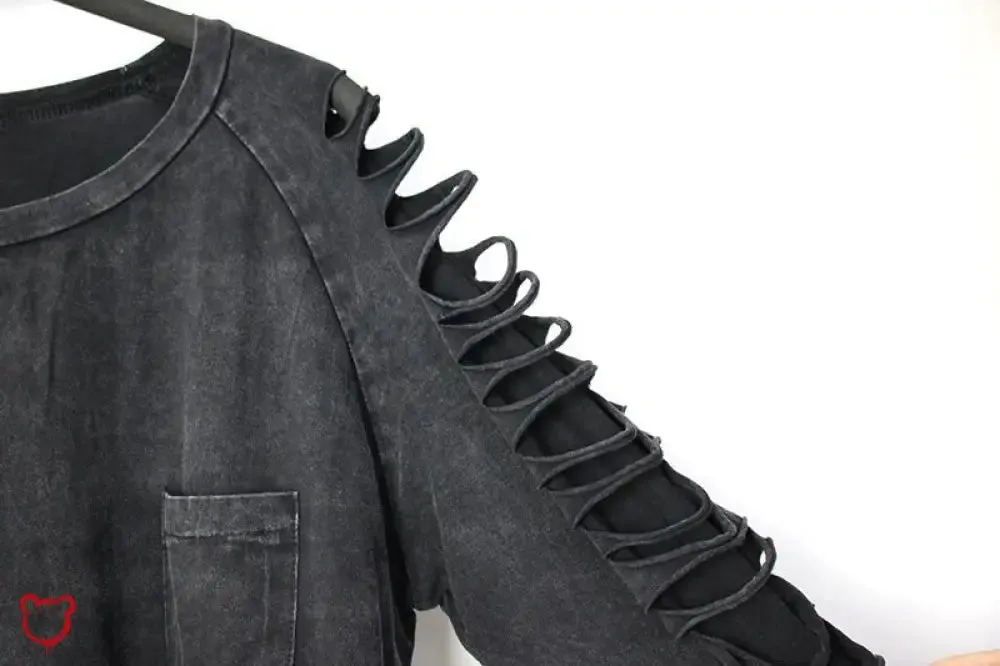 Black Ripped Oversized Alternative Top'
