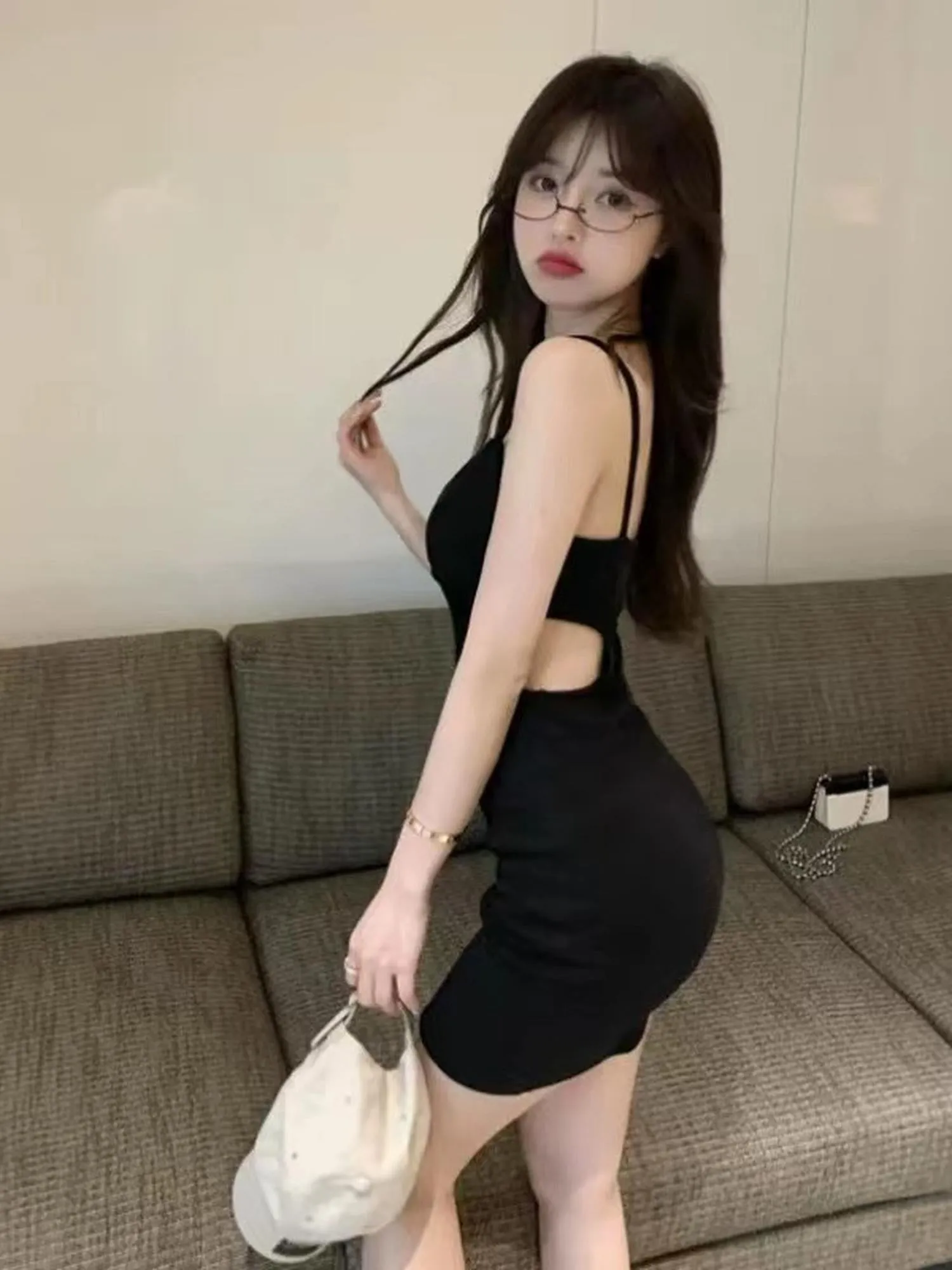 Black Side Cutout Mini Dress