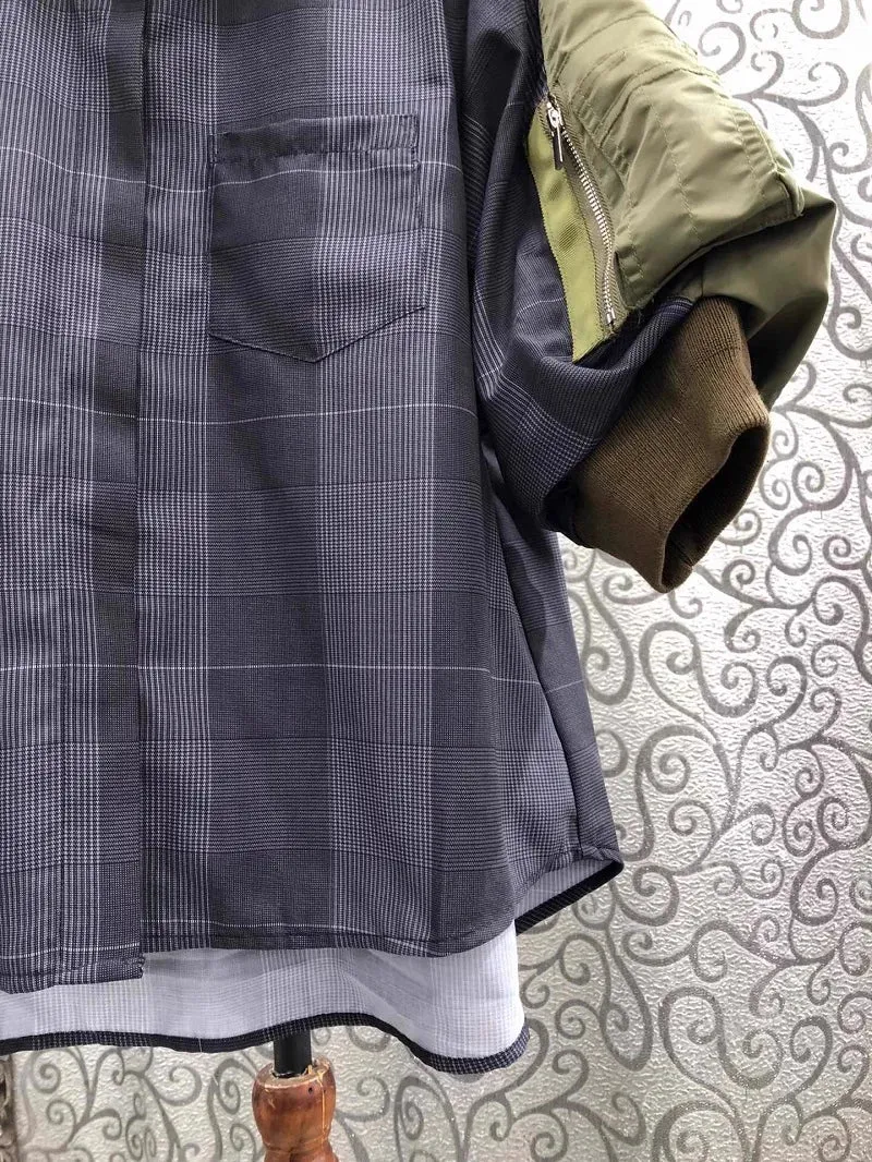 Block Patchwork Short Sleeve Vintage Shirt