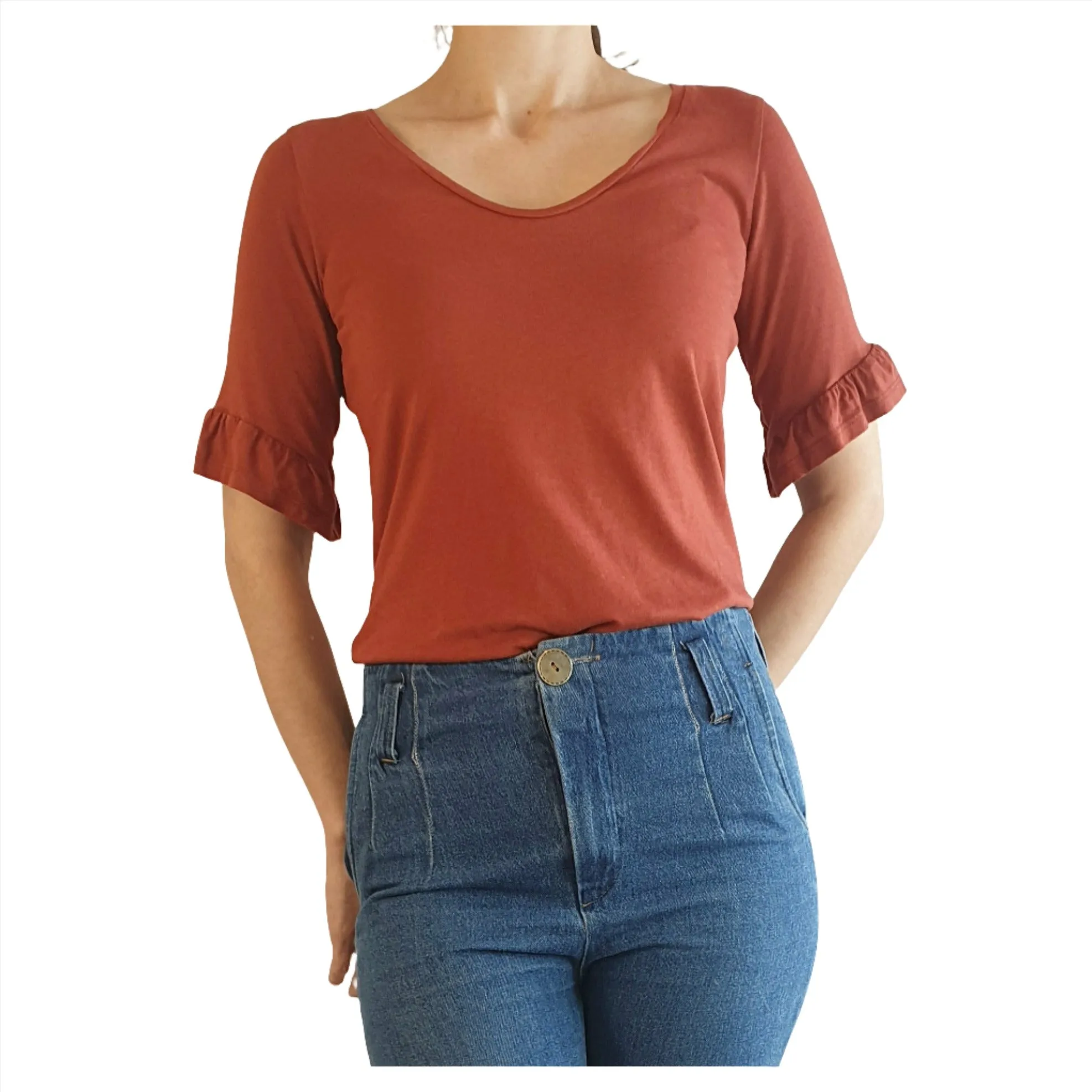 Boden dark orange half sleeve top size XS (fits size 6-8)