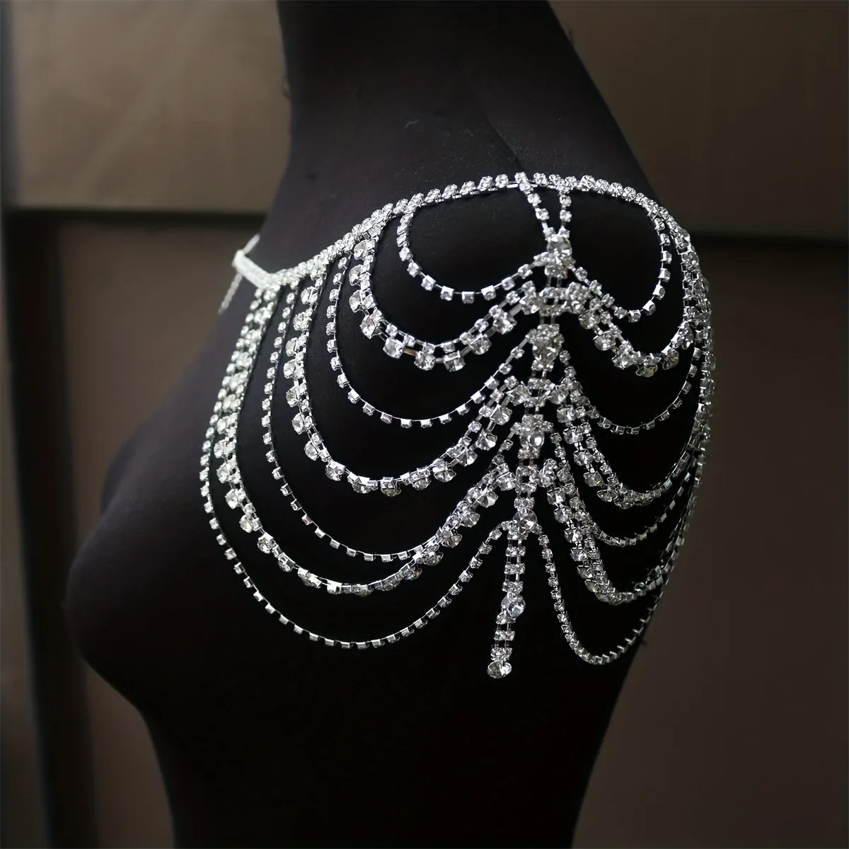 Boho Layered Rhinestone Shoulder Chain