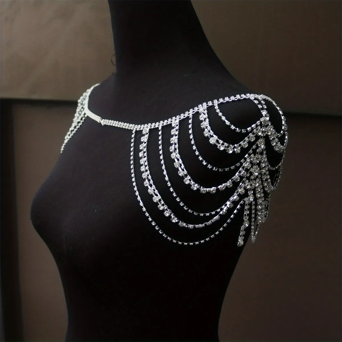 Boho Layered Rhinestone Shoulder Chain