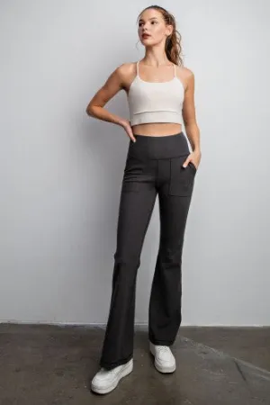 Brushed Rub Full Length Bell Bottom Pant