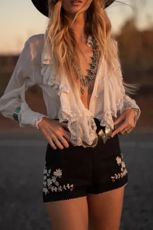 Busy Being Fabulous Silk, Lace   Beaded Blouse