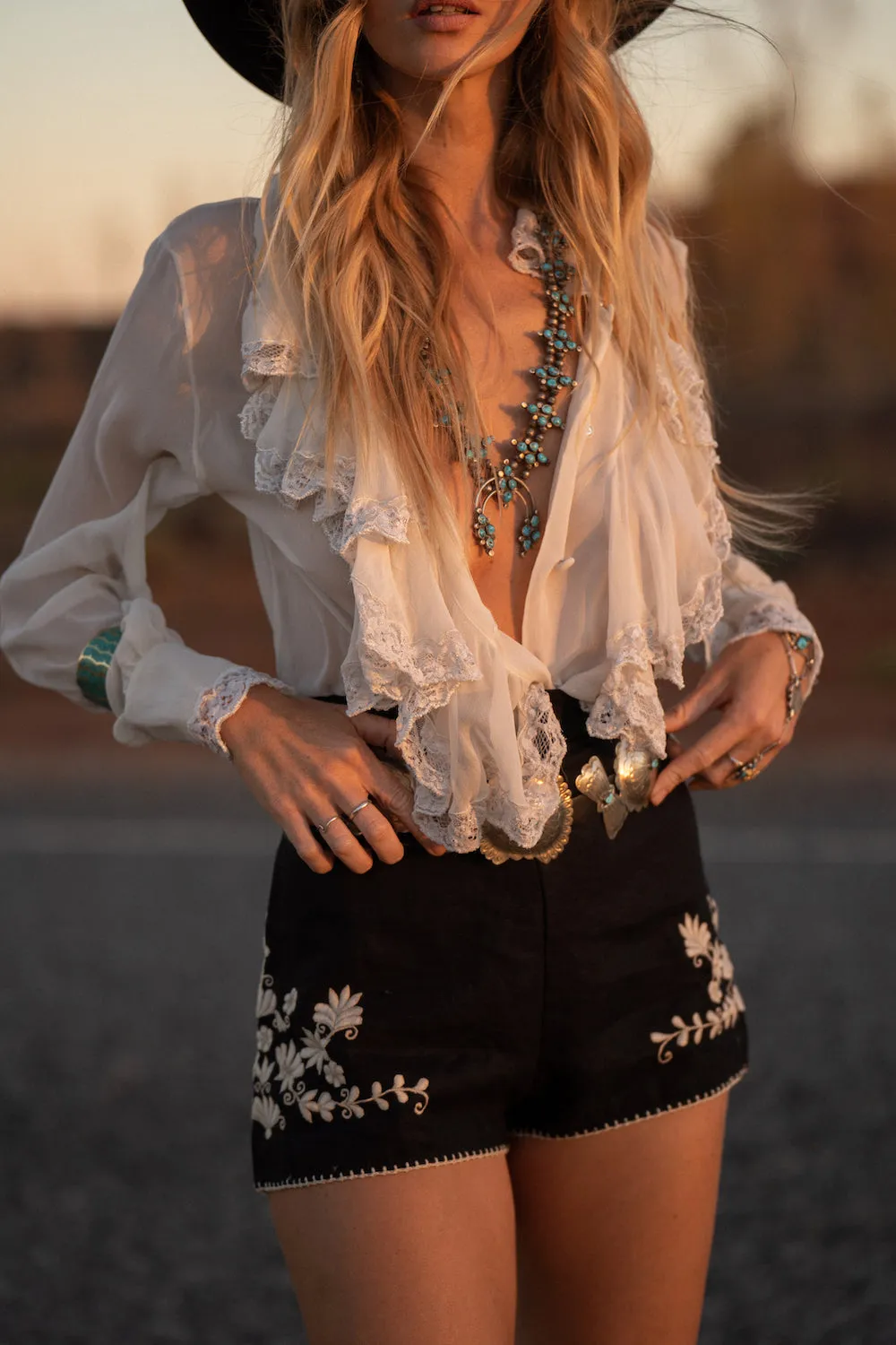 Busy Being Fabulous Silk, Lace   Beaded Blouse