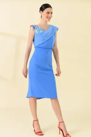 Caroline Kilkenny Carolyn Embroidered Shoulder Dress in Lavender
