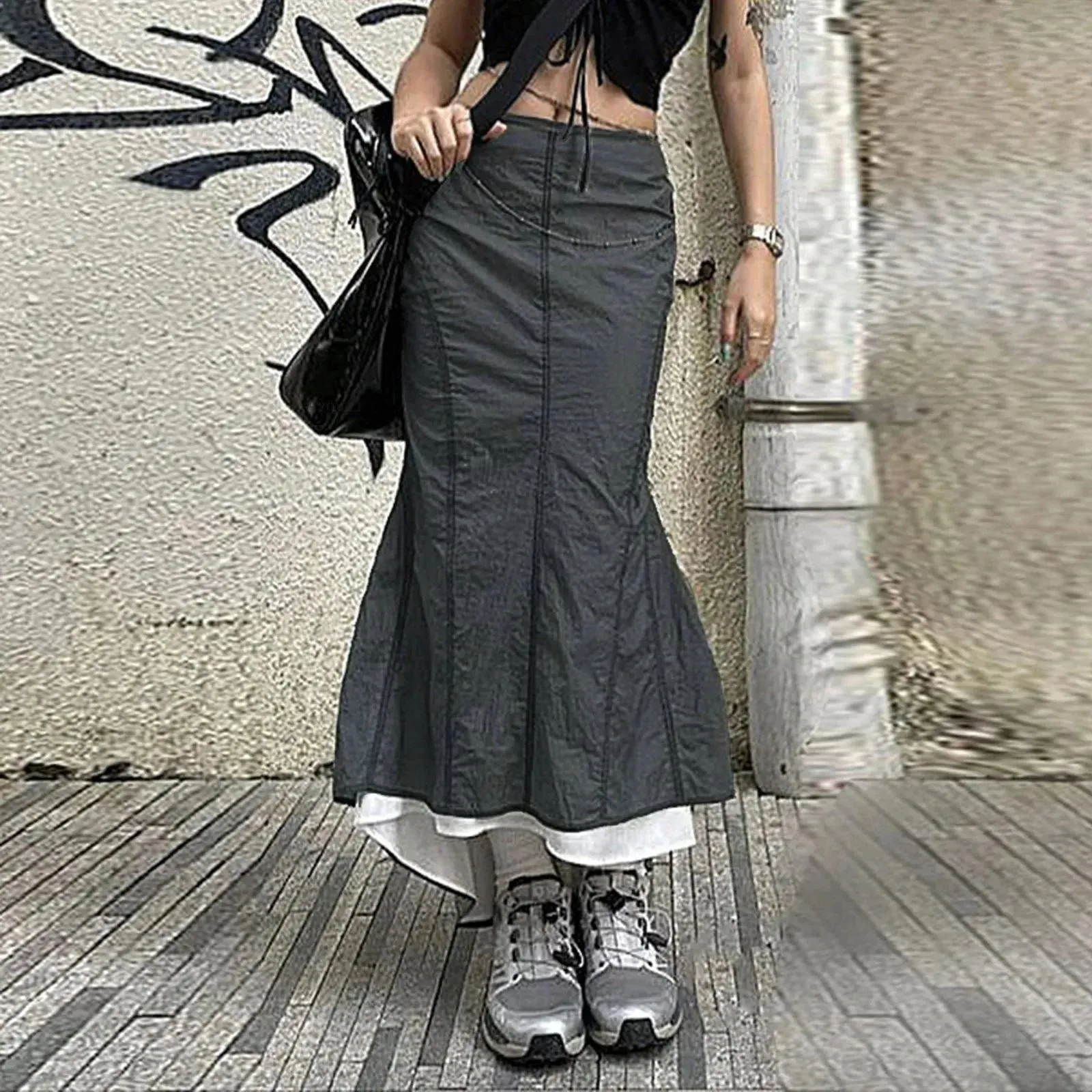 Casual Millennium Style Irregular Hip Bag Irregular Fishtail Skirt