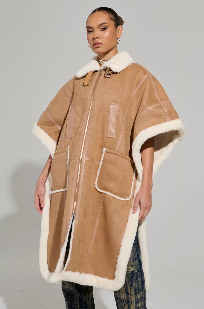 CHAMONIX FAUX SUEDE LUXE PONCHO