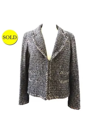 Chanel Metallic Bouclé Jacket Size 42 Fr / M / 10 Us
