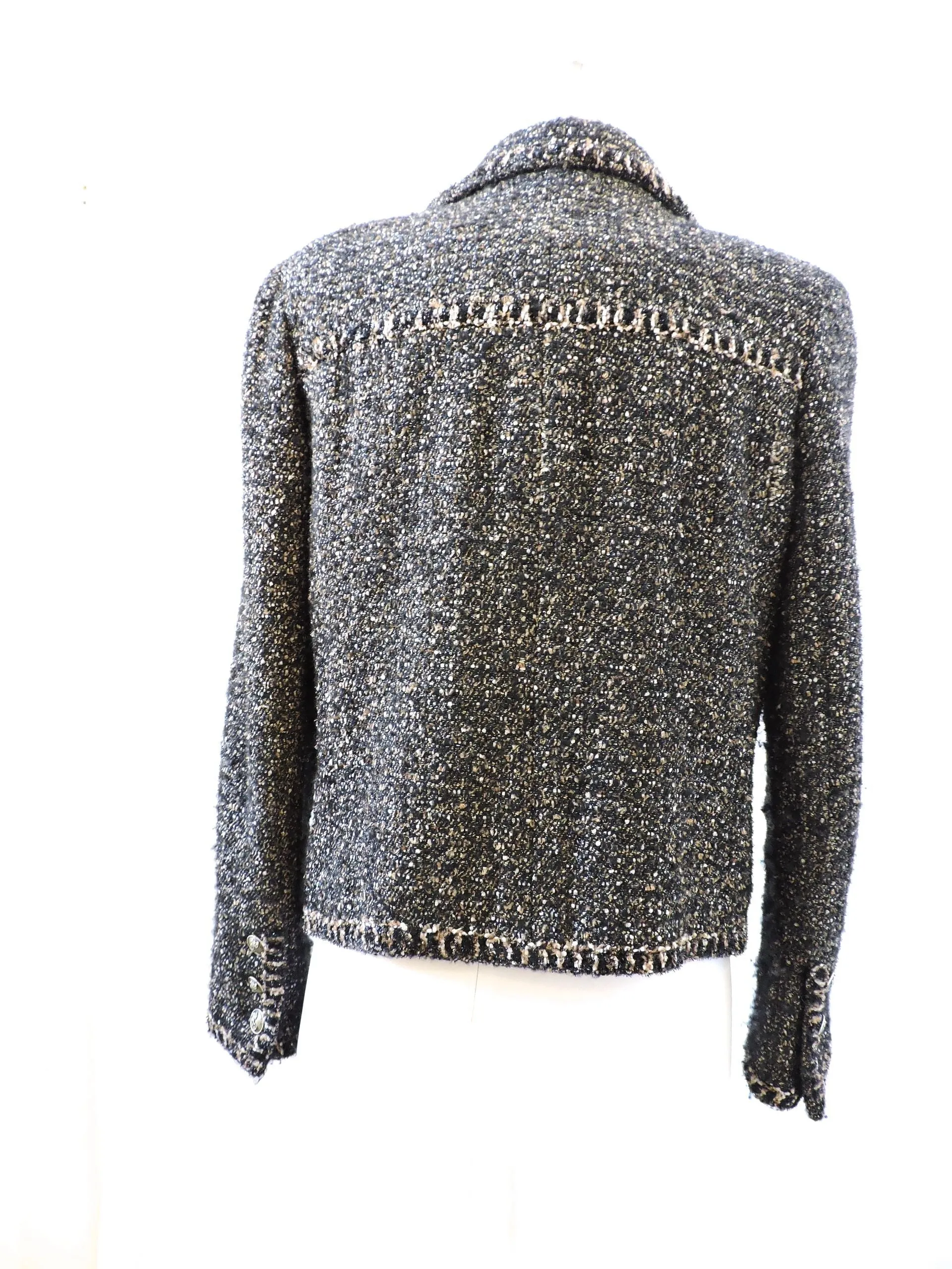 Chanel Metallic Bouclé Jacket Size 42 Fr / M / 10 Us